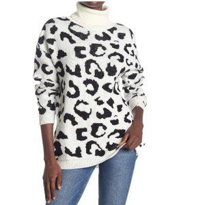 Cotton Emporium Leopard Turtle Neck Tunic Sweater